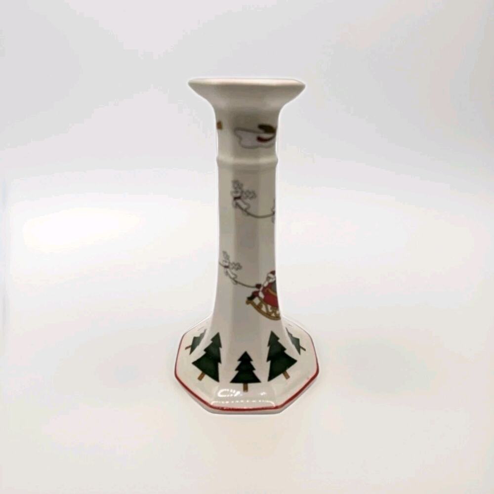 Vintage Santa And Reindeer Candlestick, Marked Mason England Porcelain